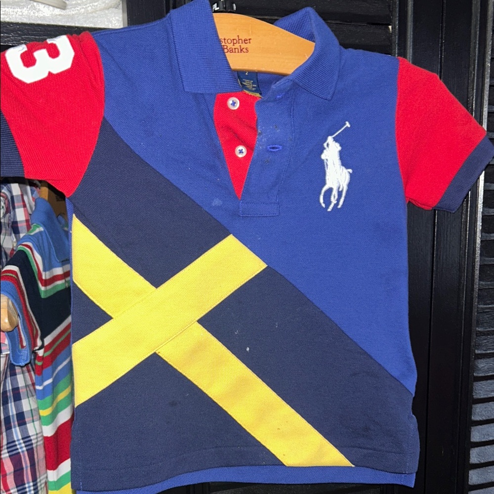 Polo by Ralph Lauren Kids Blue, Red, and Yellow Polo Shirt